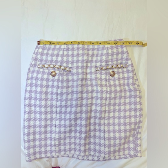 Guess tweed purple/white checkered set. Small top and Xsmall skirt. - Picture 5 of 8